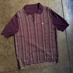 Vivienne Westwood Beautiful Knit Wear Contrast Embroidered Wool Polo